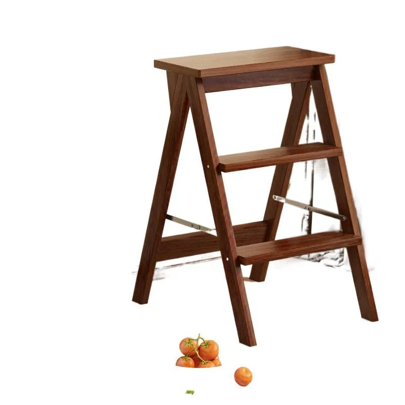 

Solid wood ladder stool household folding stool kitchen high bench climbing three-step ladder multi-functional pedal