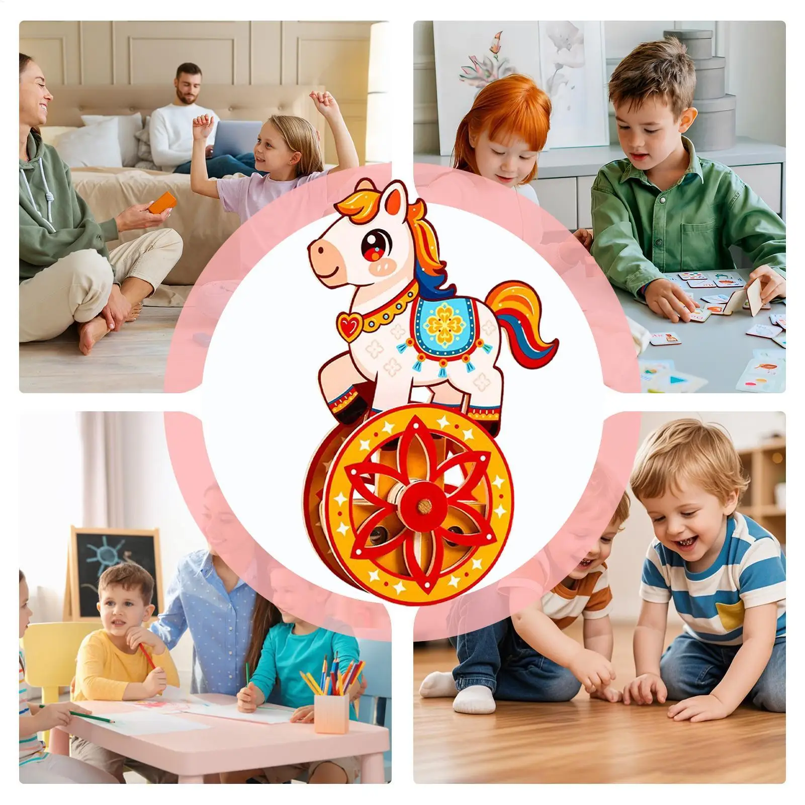 3D Wooden Puzzle Assembly Self-Rocking Base Brain Game 2026 Year of the Horse Wooden Horse Puzzle Kit Best Festival Gifts