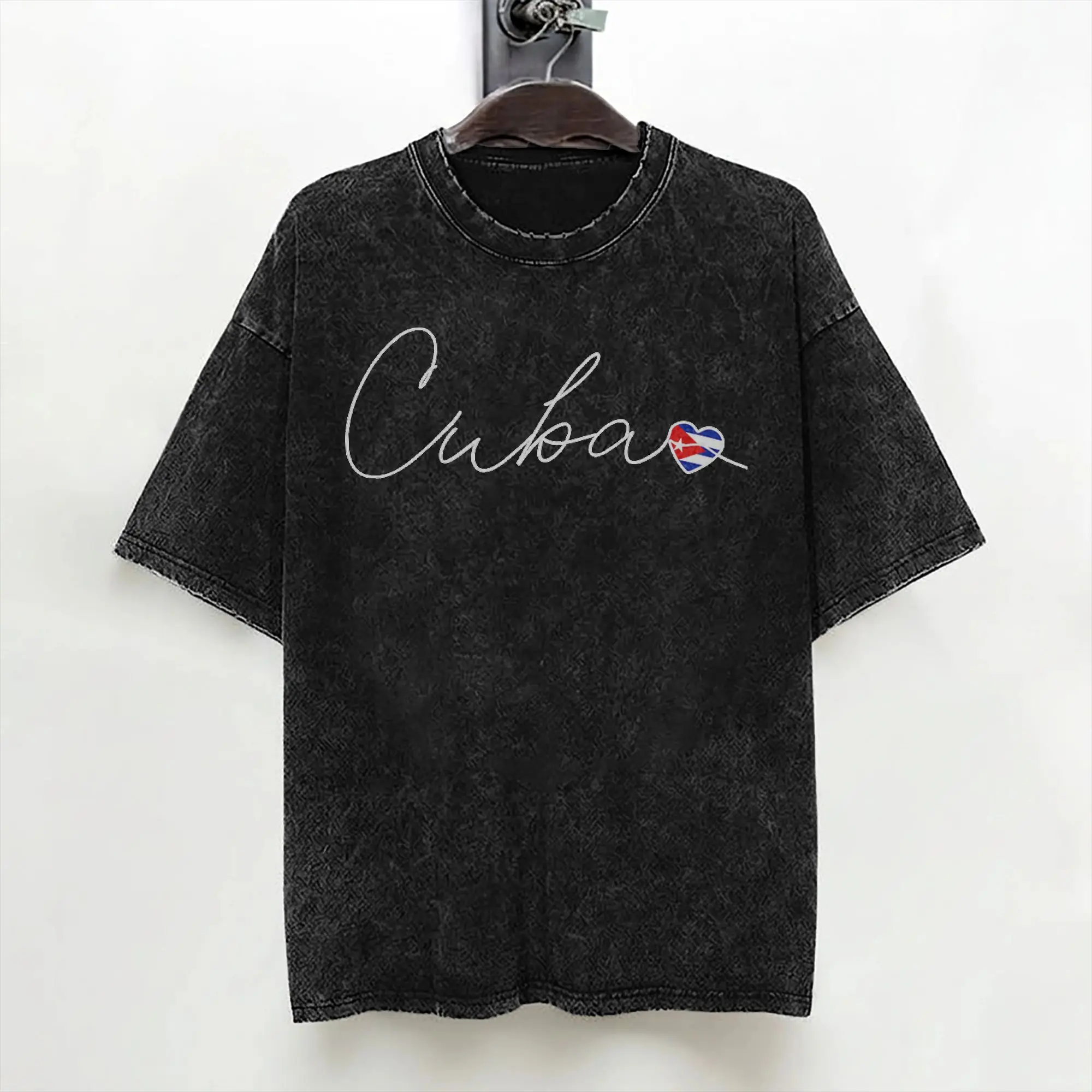 Cuba Flag Cuban T Shirt Washed 100% Cotton Harajuku T-Shirts  Novelty for Men Women Streetwear Graphic Tops Tees
