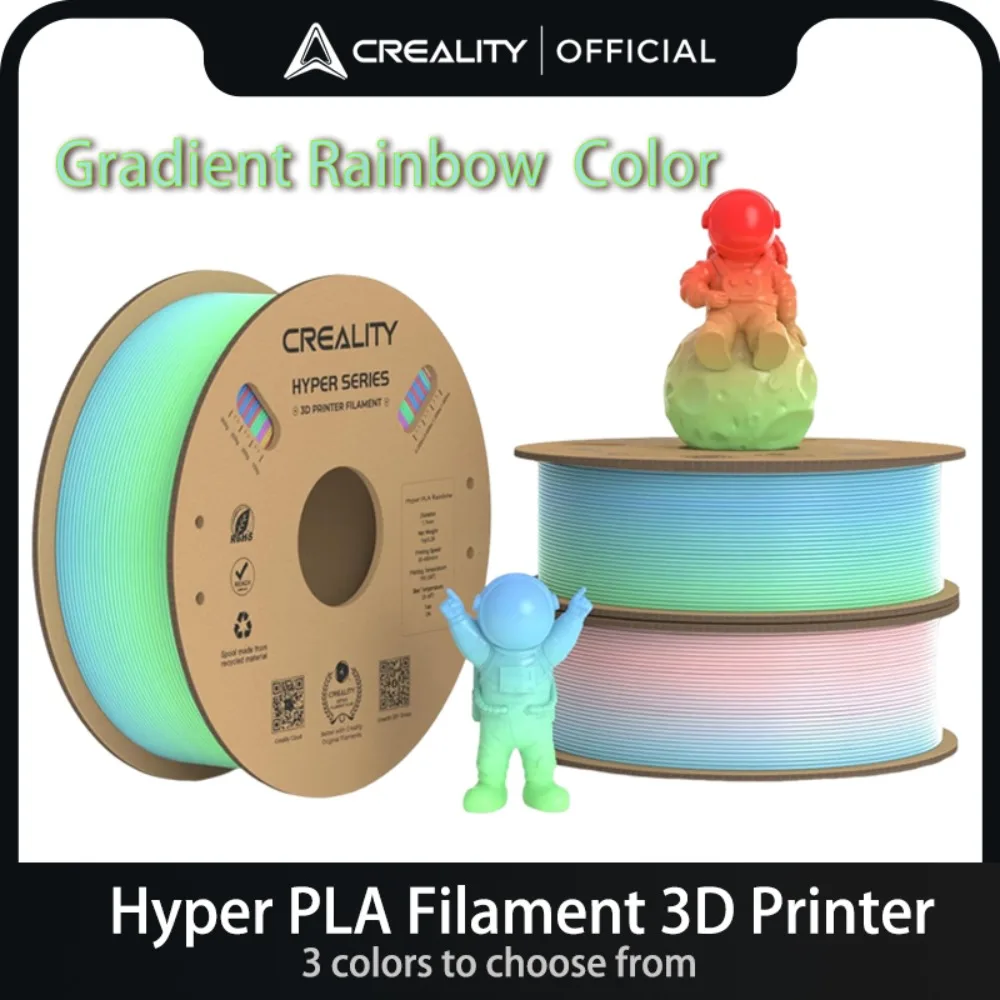 CREALITY Hyper PLA Filament High-speed Rainbow Gradient Color 3D Printing Materials 1.75mm 1KG Environmentally Friendly Paper