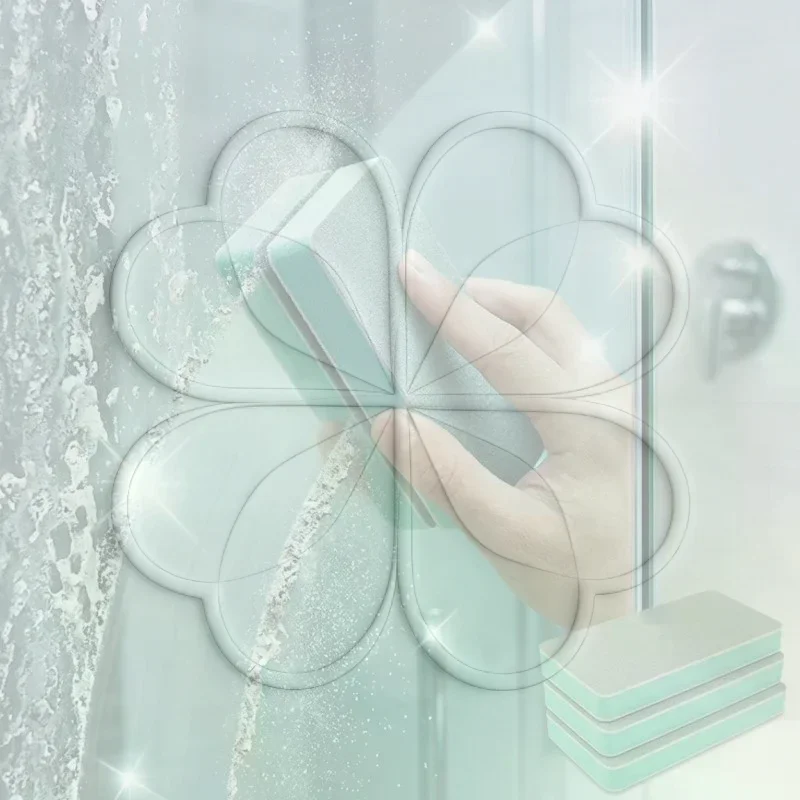 4 Pcs Magic Limescale Eraser Sponge Glass Shower Door Water Stain Remover Bathroom Window Cleaning Wipe