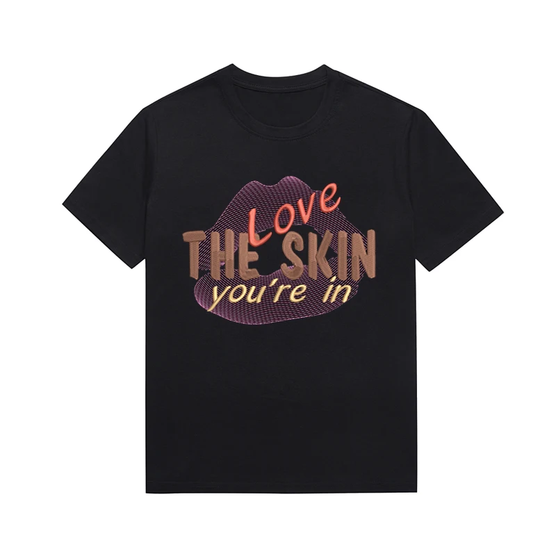 Love The Skin You're In Melanin Lady T Shirt Y2k Tops Personality Lip Print Graphic Top Casual Custom Tee