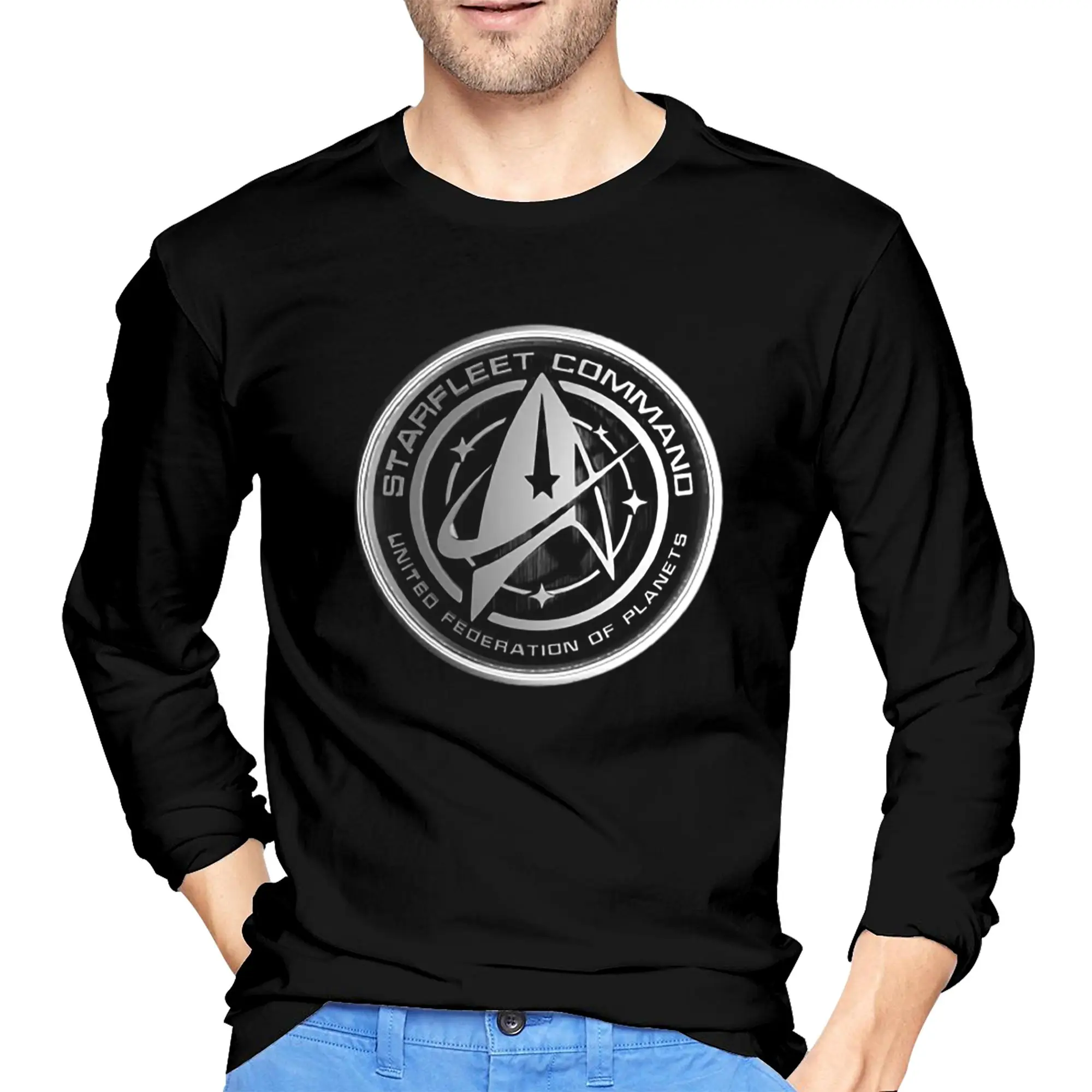 

Star Treks Science Fiction TV Series Men's Long Sleeved T-shirt Fashion Round Neck T shirts Spring and Autumn Men tops