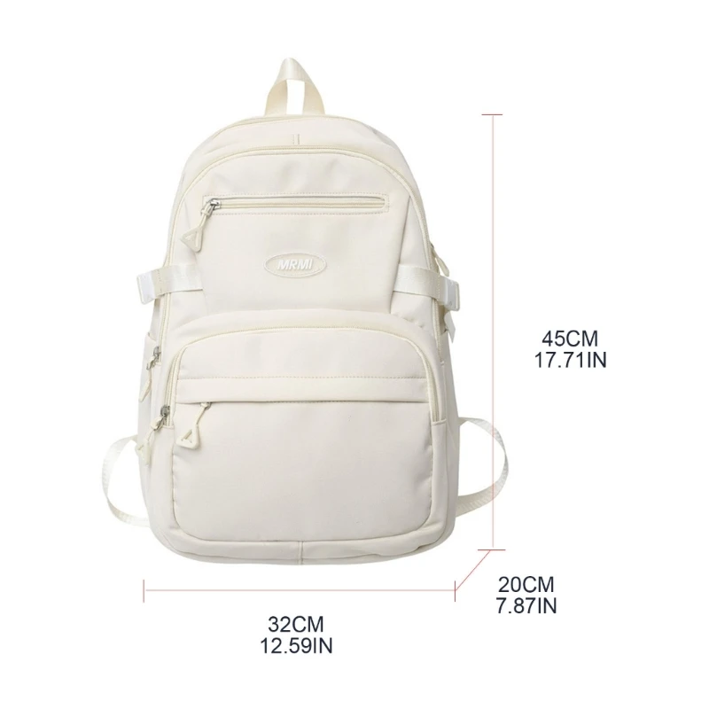 E74B Solid Color Womens Backpack Multi-Pocket School Bag for Teenage Girls Laptop Backpack Unisex Casual Travel Bags