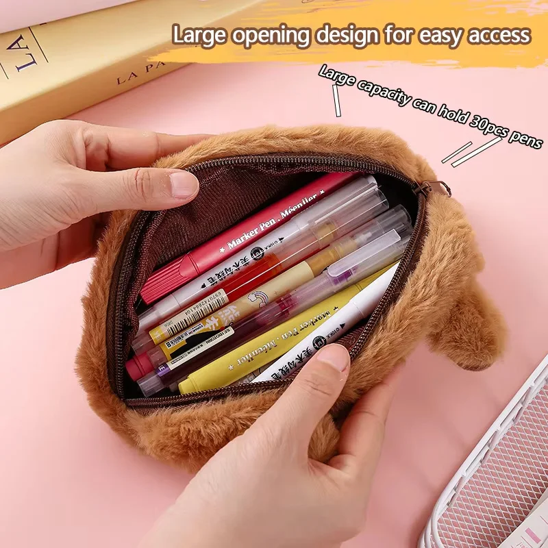 

1Pcs Cute Plush Capybara Pencil Case Girls Large Capacity Cartoon Animal Cosmetic Bag for Student Stationery Storage Pen Bag