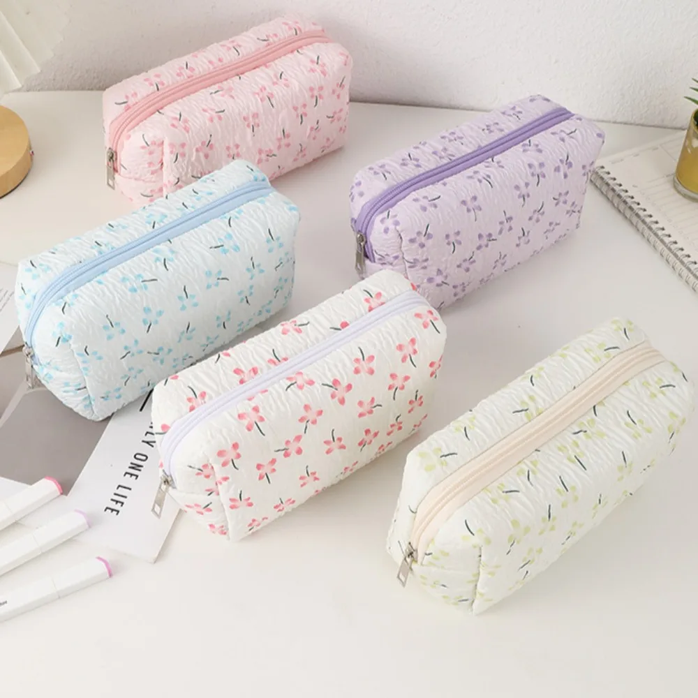 Floral Print School Pencil Case Pen Bag INS Large Capacity Storage Pouch Multifunctional Stationery Holder Bag Pencil Box Girls