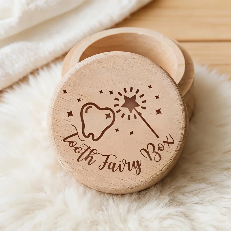 Simple Design 2D Wooden Box Baby Teeth Fetal Hair Preservation Souvenir Precious Birth Gift Childish Charm Memory Keepsake