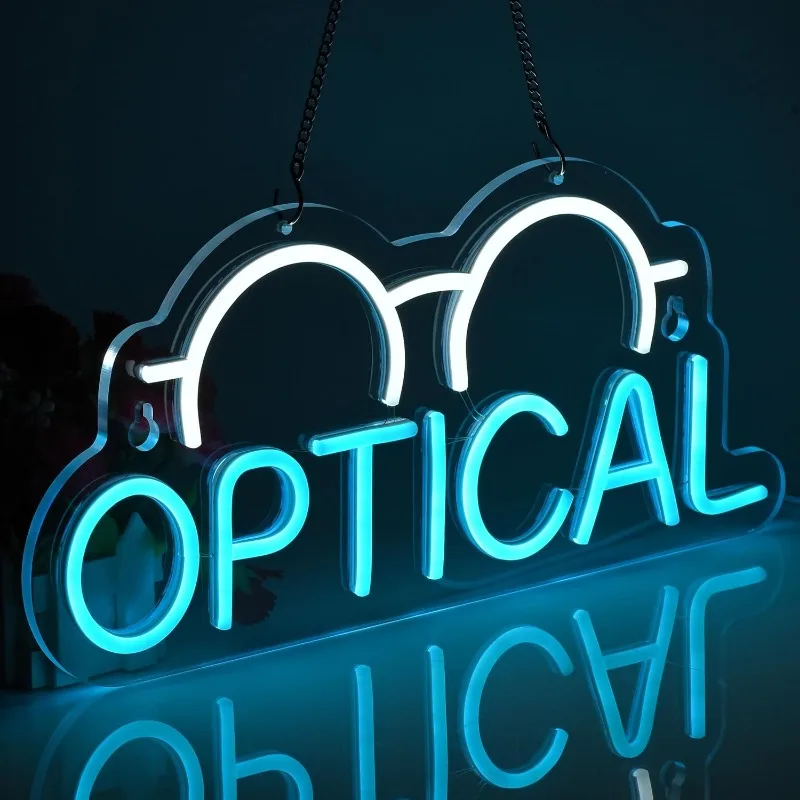 XM tanda Neon optik LED untuk dekorasi dinding tanda menyala toko optik Optometrist Store mata ujian optik Bisnis