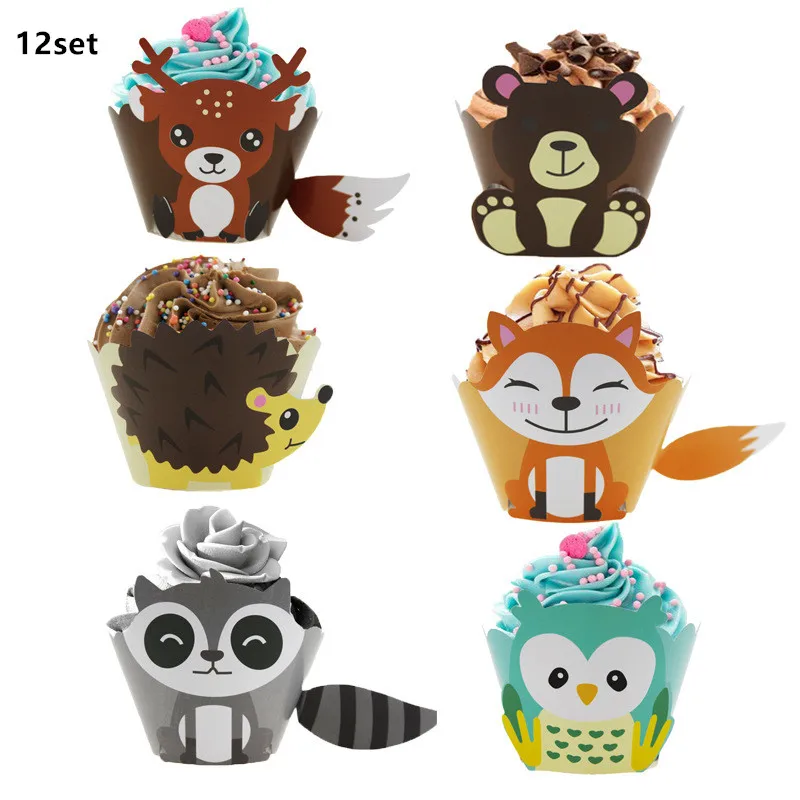 Woodland Tier Dschungel Wald DIY Party Dekoration Teller Tasse Tischdecke Geburtstag Party Baby Dusche Kinder Geburtstag Party Supplies