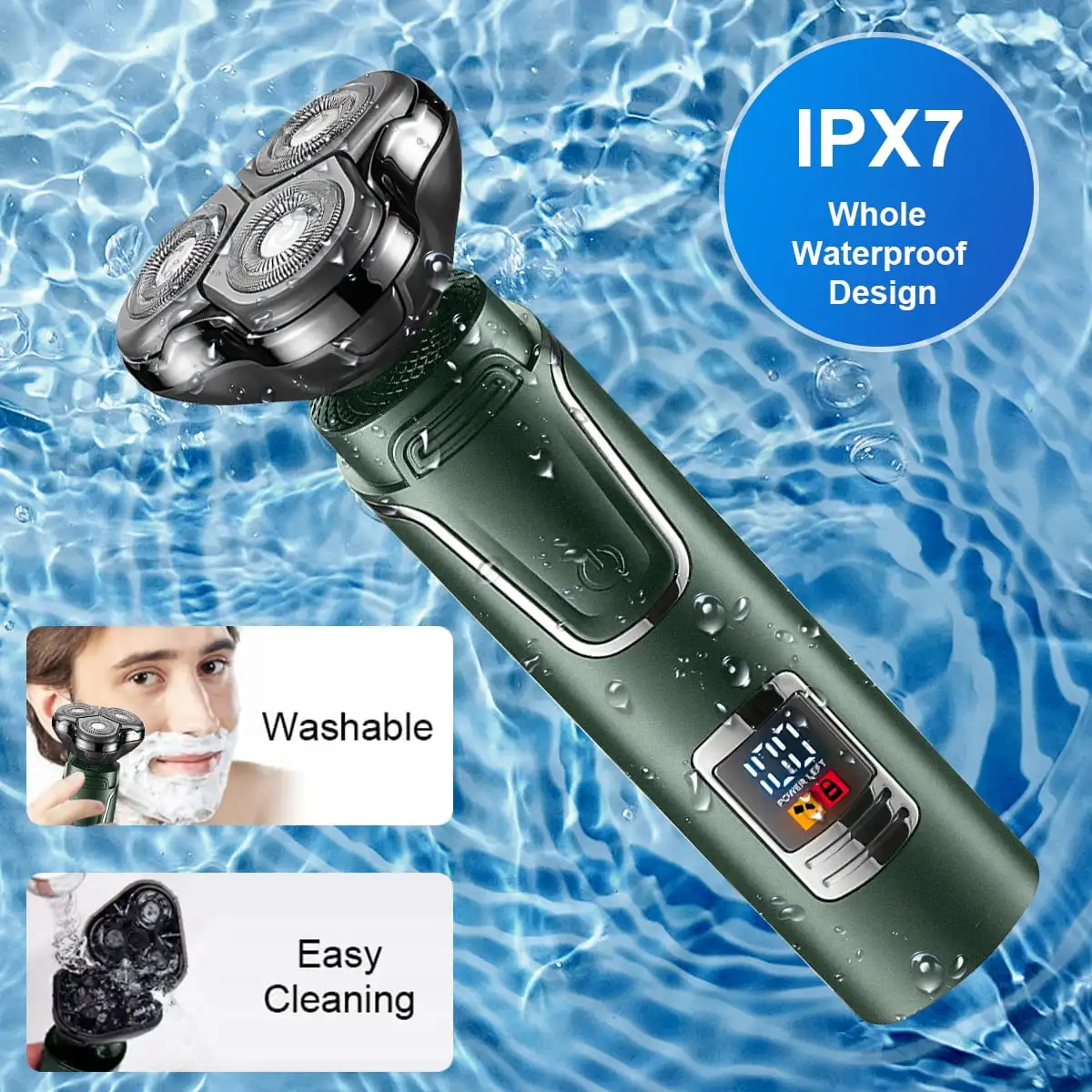 3 IN 1 Electric Razor for Men Rechargeable Electric Shavers with Nose Hair Beard Trimmer Grooming Kit Shaving Machine