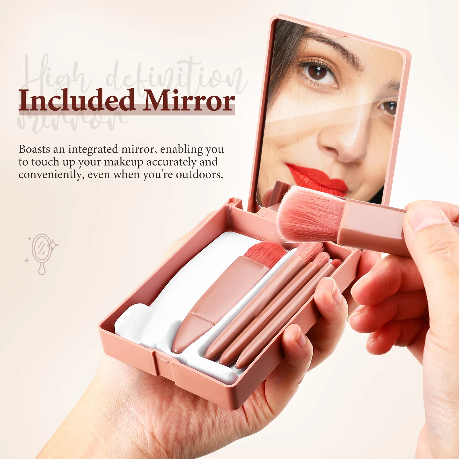 1Set Travel Makeup Brush Set Portable Cosmetics Brushes Foundation Eye Shadow Lip Loose Powder Concealer Blush Compact Kit