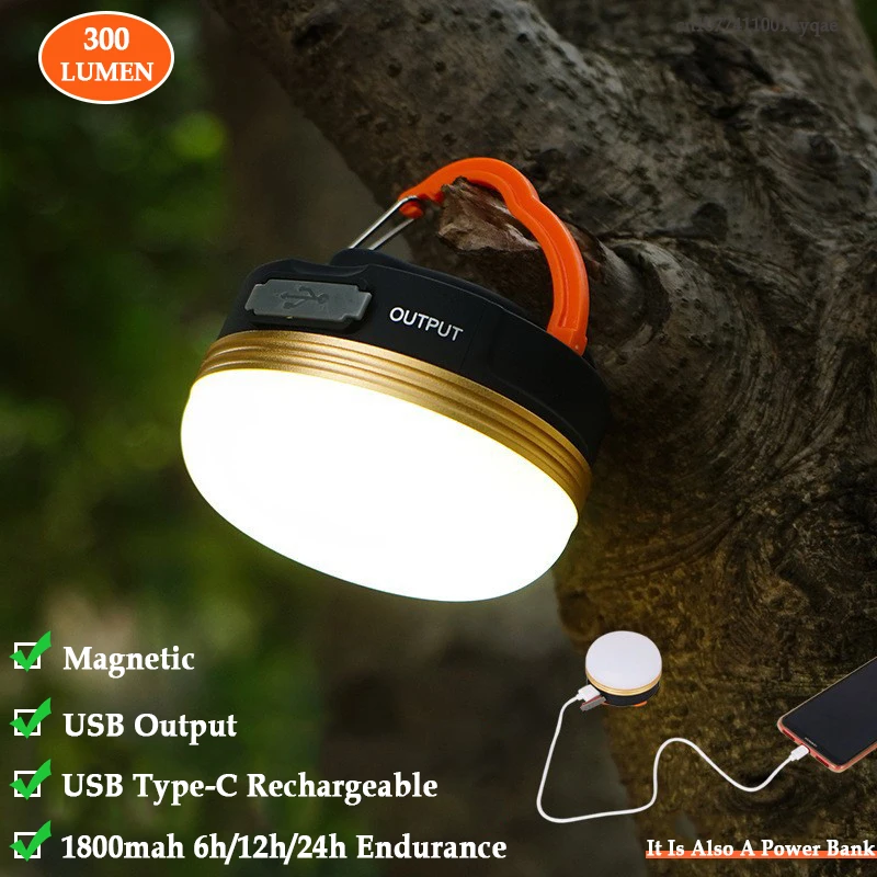 

Camping Light Rechargeable Usb Magnetic Hanging Tent Light Led Bulb Emergency Flashlight Outdoor Waterproof Portable Lanterns