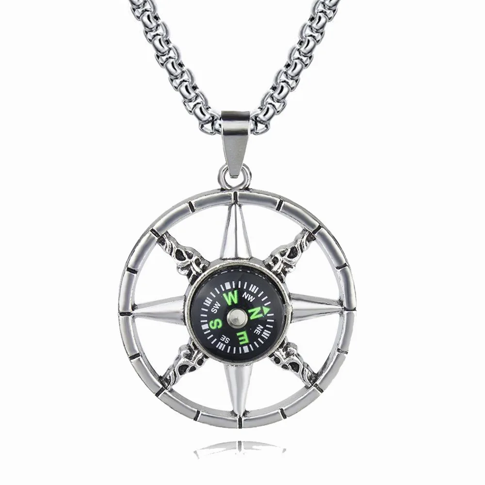 Fashion Compass Pendant Necklace Exquisite High end Stylish Personalized Necklace Bold Versatile Jewelry Accessory for Men
