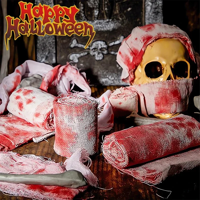 Halloween Bloody Horror Blood-stained Gauze Bandage Haunted House Party Blood Stained Decorations Venue Decoration Props