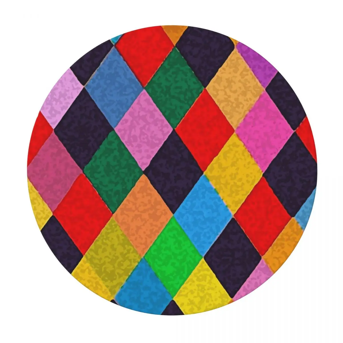 Mardi Gras Harlequin Plaid Playing Cards Rhombi Waterproof Round Tablecloth Table Cloth for Kitchen Events Dining Table Cover