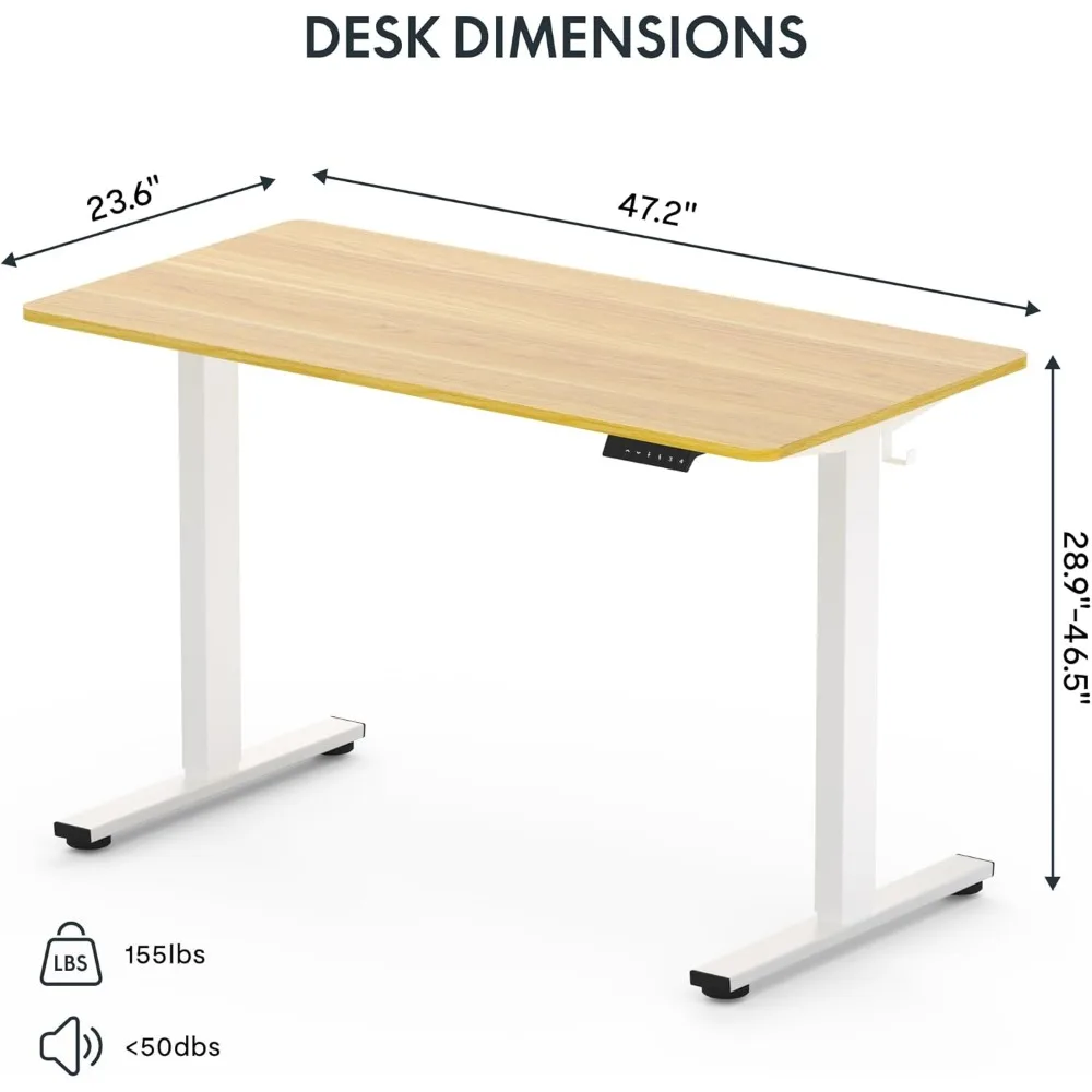 EN1 One-Piece Standing Desk 48 x 24 Inches Height Adjustable Desk Electric Sit Stand Up Desk Home Office Desks Computer Worksta