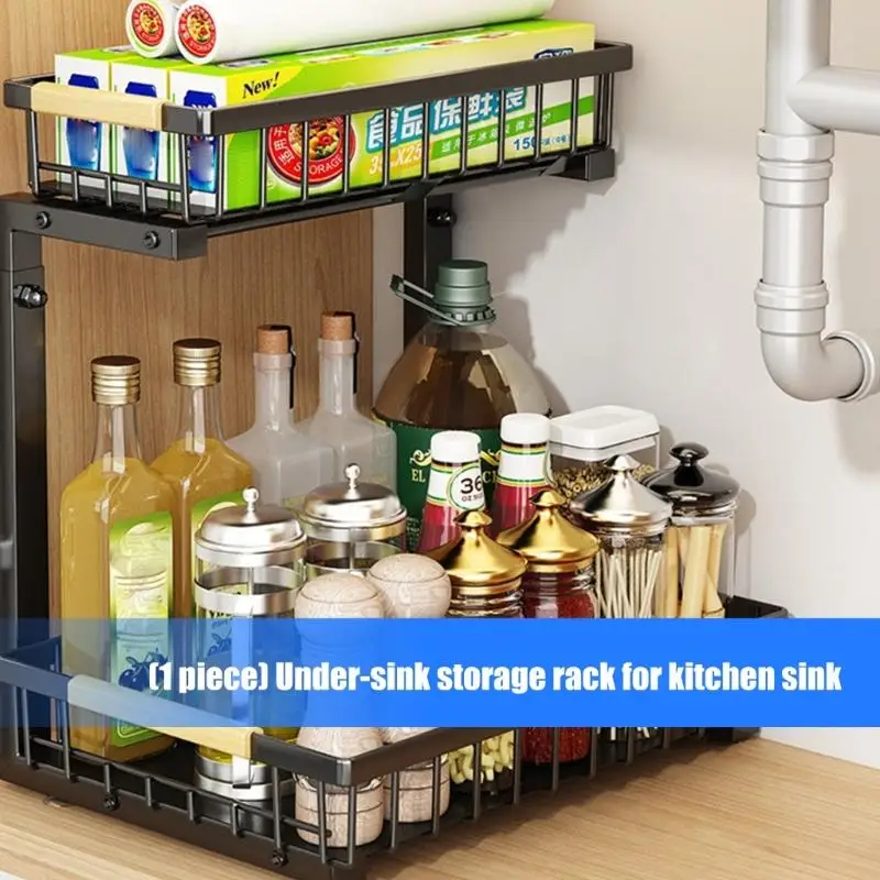 Individualized Under Sink Storage Unit For Kitchen Cabinet Arrangement Featuring Durable Carbon Steel Construction And D2RD
