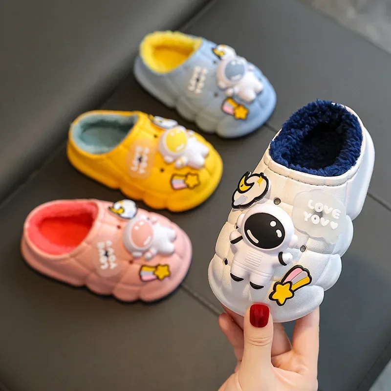 Zapatillas de algodón para niños y niñas, para interiores, para estar en casa y en invierno