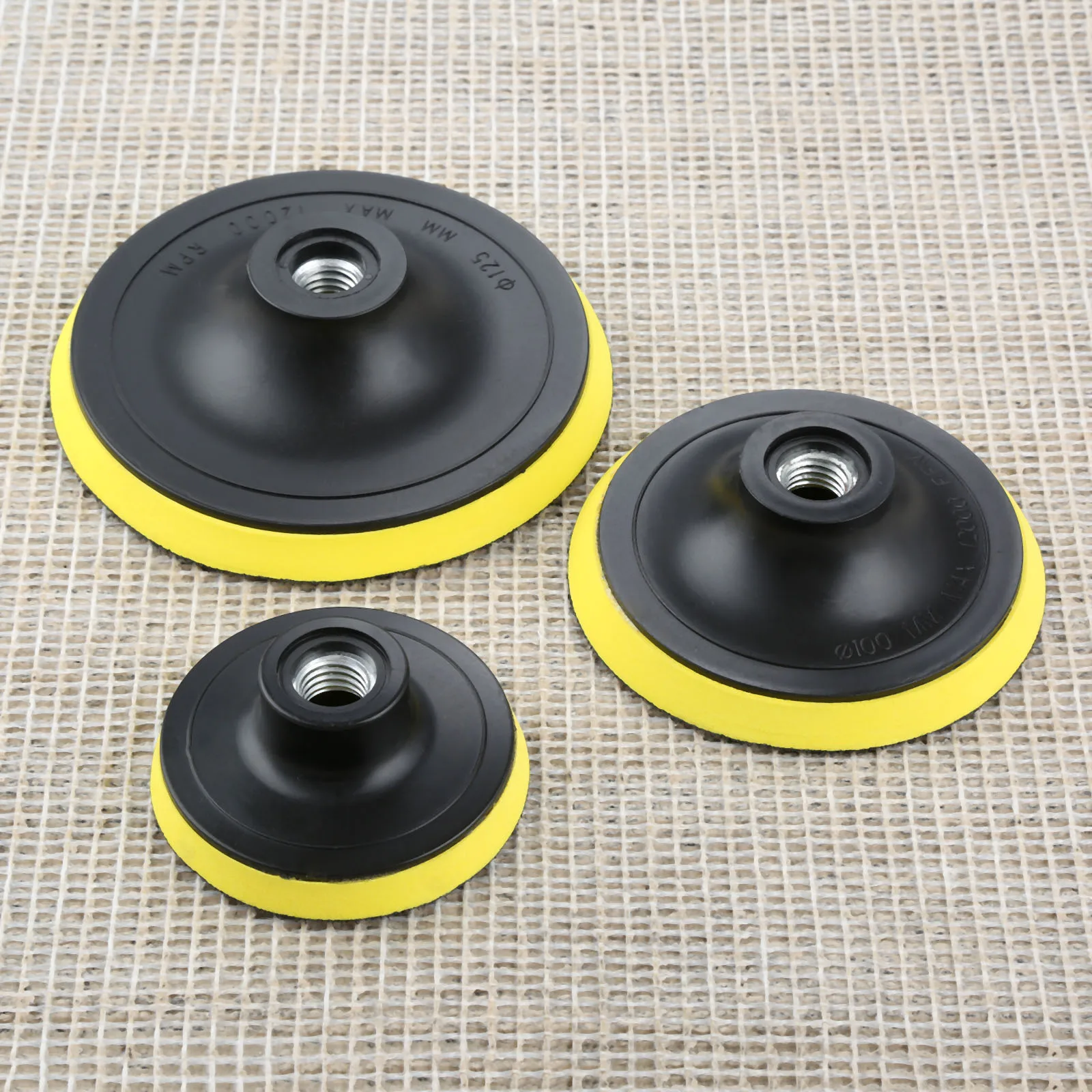 DRELD 1pc 3/4/5 inch Car M14 Backing Plate Pad Hook Loop Polishing Buffing Pad Dia.75mm 100mm 125mm