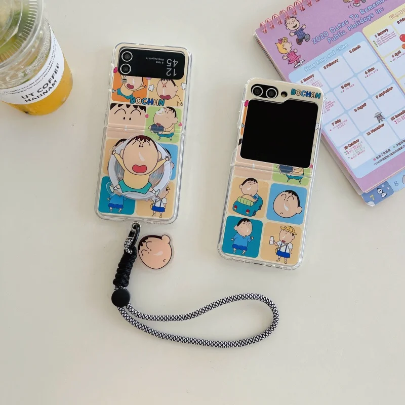 

Anime Cute Crayon Shin-chan snot Boochan Magsafe Wireless Charge Case For Samsung Z Flip 3 4 5 6 7 Funny Boochan Magnetic Holder