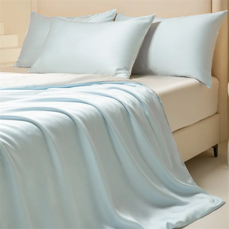 Imported Austria 60S Lanjing Four Piece Set Summer Ice Silk Bed Sheet Bed Sheet and Silk Quilt Cover Bed Products 4