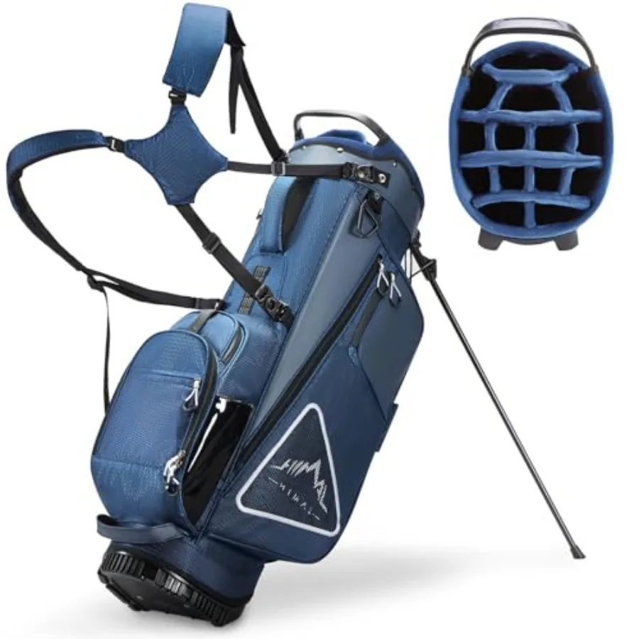 

14-Way Golf Stand Bag with PU Leather Trim for Men Stable Auto-Stand, Soft Fleece-Lined Dividers, Magnetic Pocket, Cooler Pocke