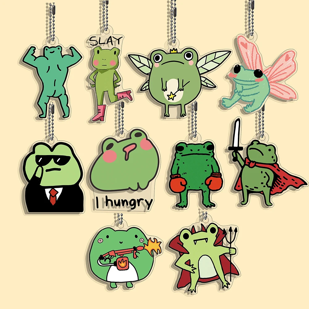 Interessanter Frosch Große Weiße Gans Katzen-Motiv Acryl-Schlüsselanhänger Mädchen Studenten Taschendekoration Zubehör Anhänger Beste Freundin Geschenk