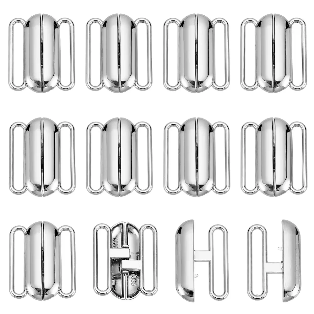 5 Pairs Alloy Bikini Clips Bra Clasp Replacement Part Lingerie Snap Closure Platinum Inner Diameter