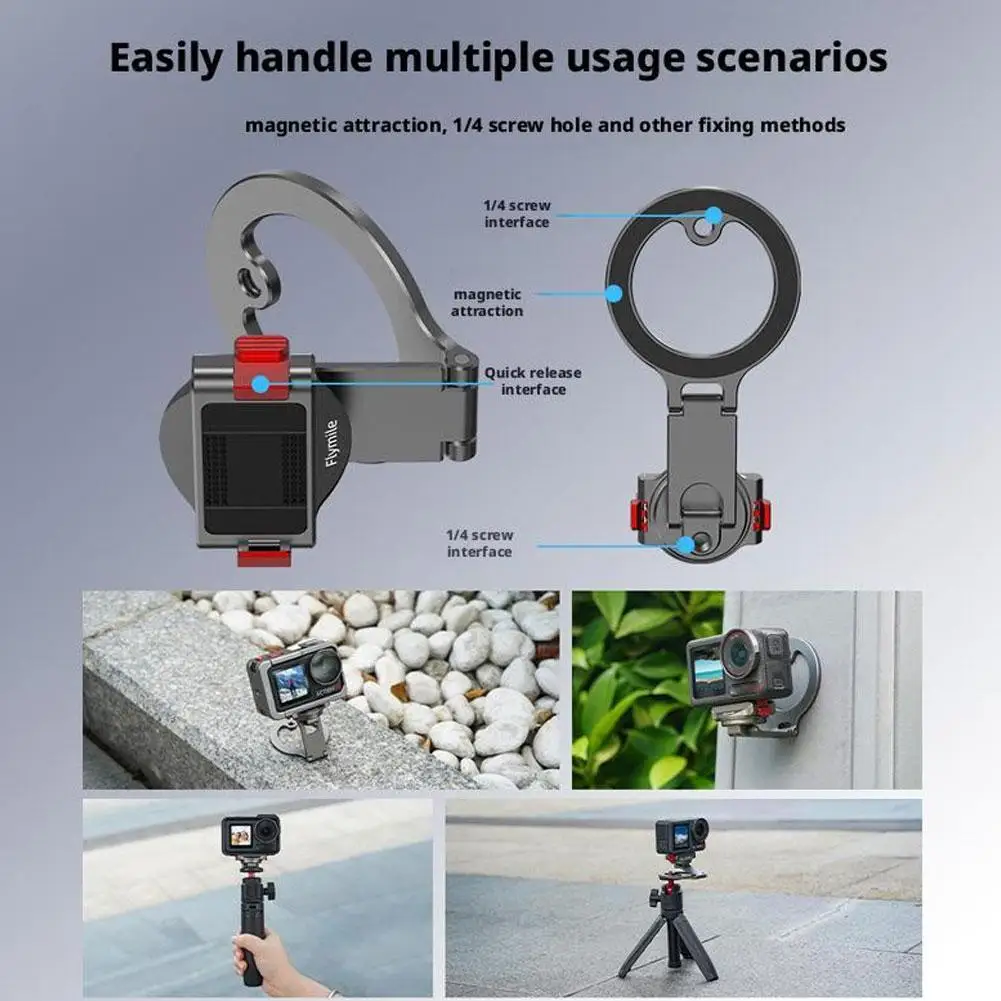 コールドシューカメラマウントホルダー、DJIアクションカメラ用三脚マウント、マグセーフ磁気ホットシューカメラアダプター（1/4インチネジ穴付き）
