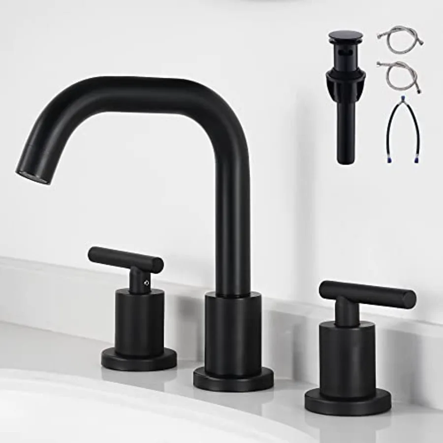 

Bathroom Faucet 3 Holes - Two Handles Widespread 8 inch Bathroom Sink Faucet 3 Pieces Basin Faucets 360 Degree Swivel Spout Van