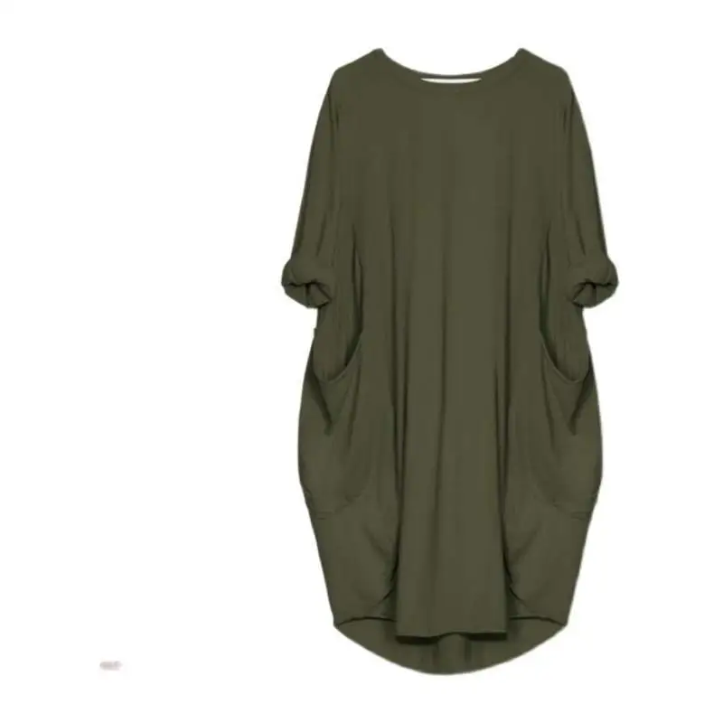 T-shirt ample décontracté pour femmes, chemisier Dr Lady rond Ne Long Sve mi-long, Silhouette O-ape, printemps été