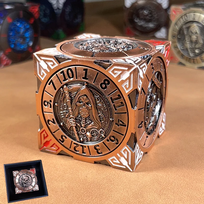 7 in 1 Metal Roulette Spinning DND Dice for Dungeons and Dragons RPG Mechanical Compass Rotating Fingertip Gyro Dice Accessories