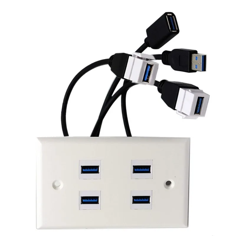 Cabeza hembra USB3.0 con panel de hebilla cable hembra enchufe de pared USB cable de panel en línea USB3.0 con toma de cable