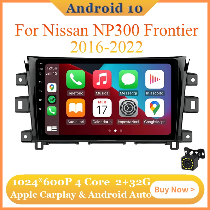 

Wired Carplay Android 10 2G+32G Car android auto For Nissan NP300 Frontier 2016 - 2022 GPS WIFI Blue-tooth 1024*600 P
