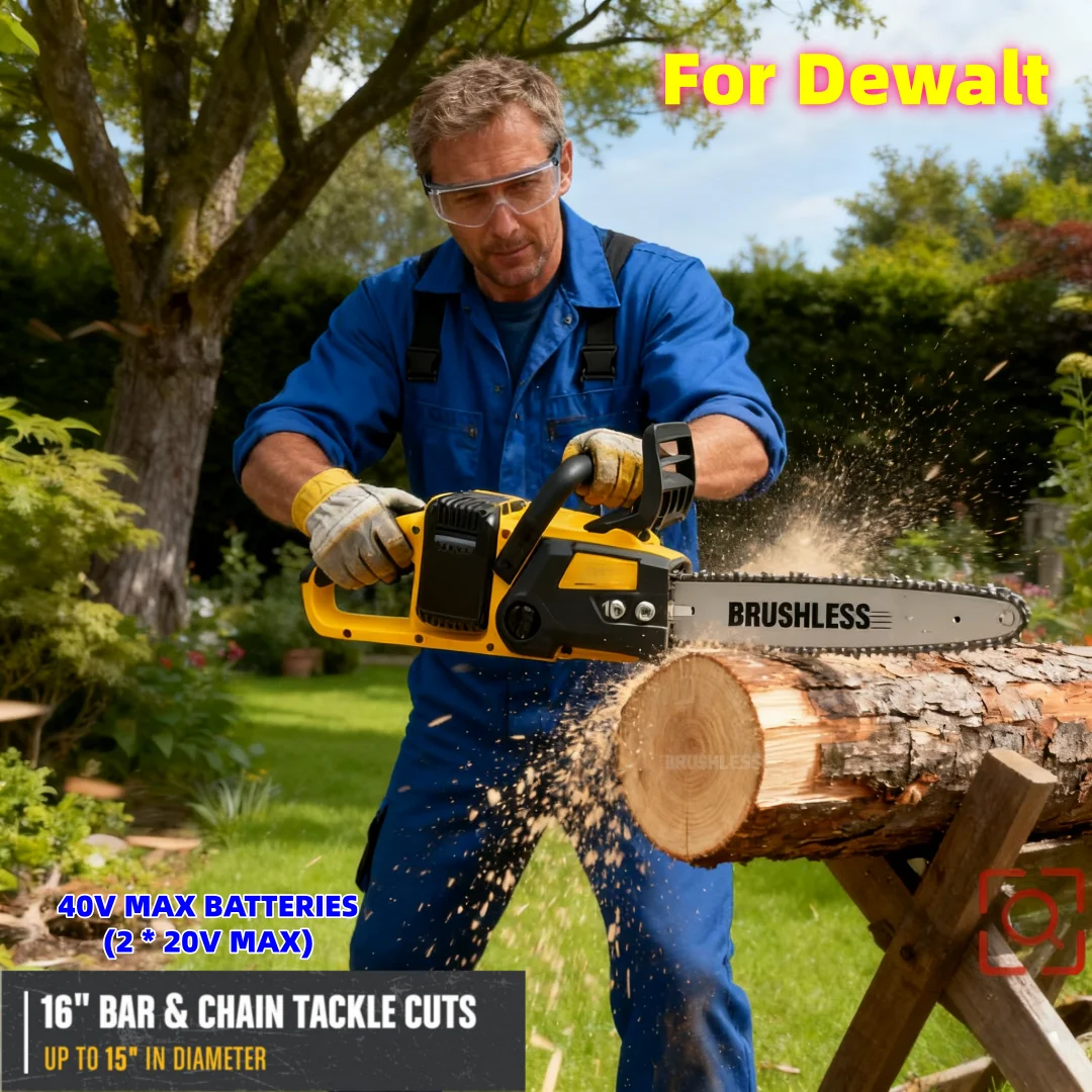 For DeWALT 20V Battery Brushless 16‑Inch Cordless Chainsaw, Dual‑Battery Design for Heavy‑Duty Outdoor Wood Cutting Work