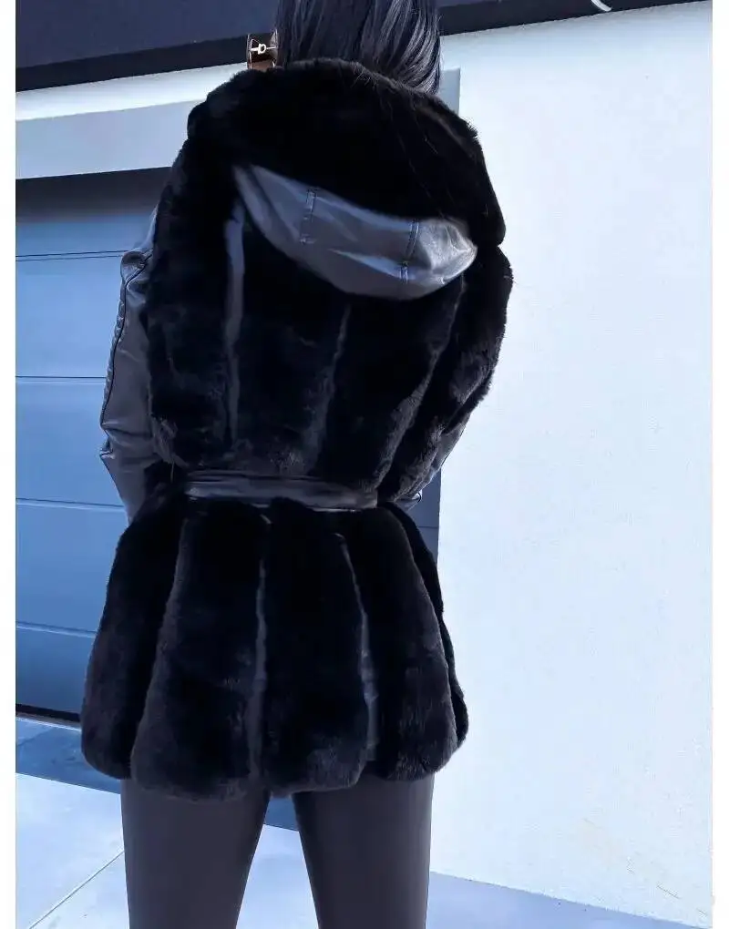 Women's Warm Faux Fur Coat With Belt Thick Long Coat Hooded Zipper Autumn Winter New 2026