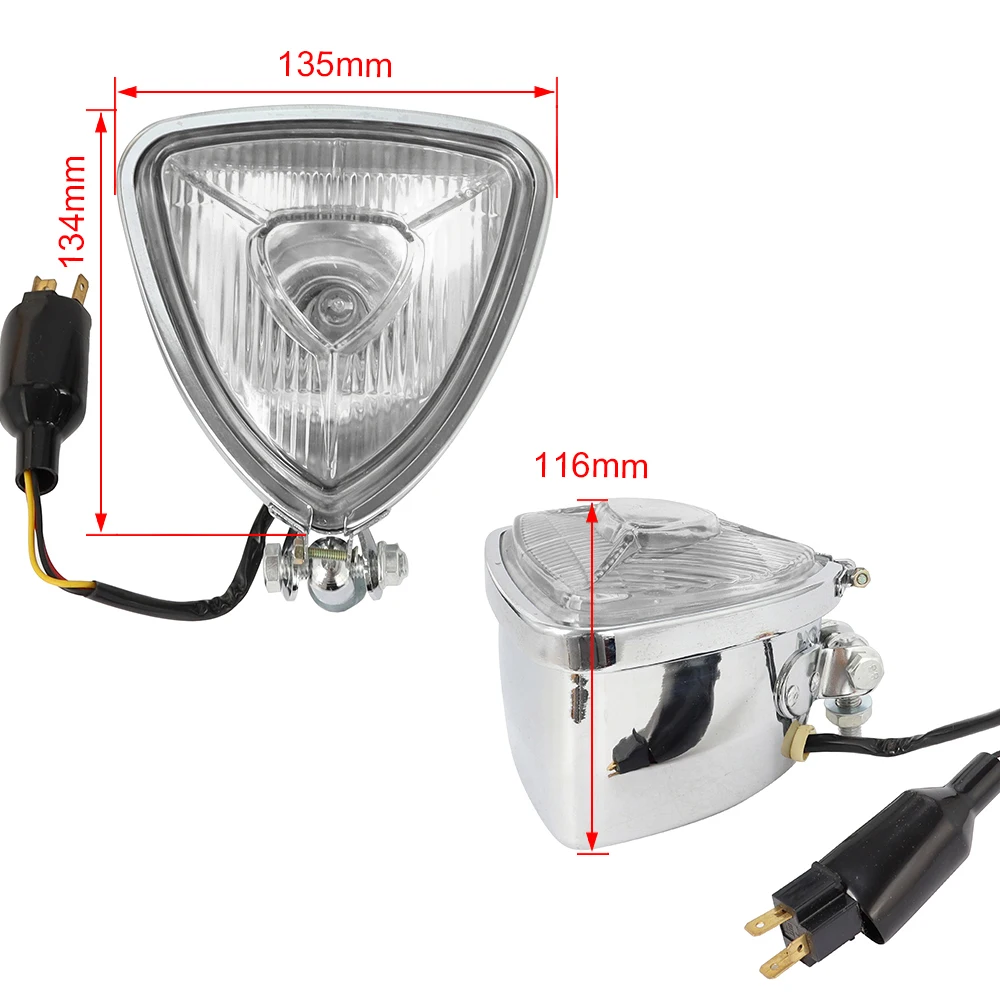 for Harley Honda Chopper Cruisers Bobber Custom Motorcycle Universal HeadLight Retro Triangle Headlamp