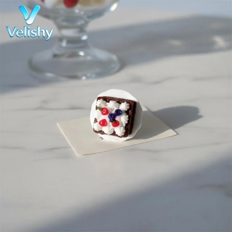 3D Cartoon Dessert Resin Adjustable Rings Lightweight Comfortable Wear for Girls Cosplay Party Daily Jewelry Gifts