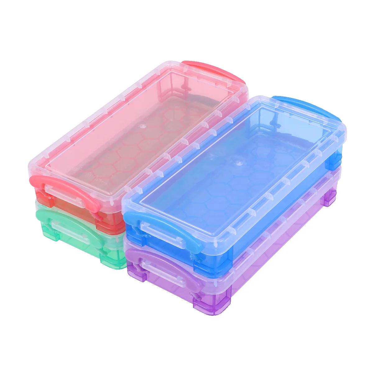 

4 Pcs Pencil Box Lightweight Durable Plastic Stationery Supplies Portable Kids Students Gifts School Office Storage Case