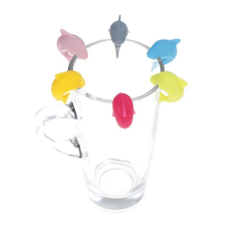 6Pcs Cool Wine Beer Glasses Recognizer Party Dedicated Suction Cup Wine Glass Silicone Label Marker Kitchen Bar Accessories Cute