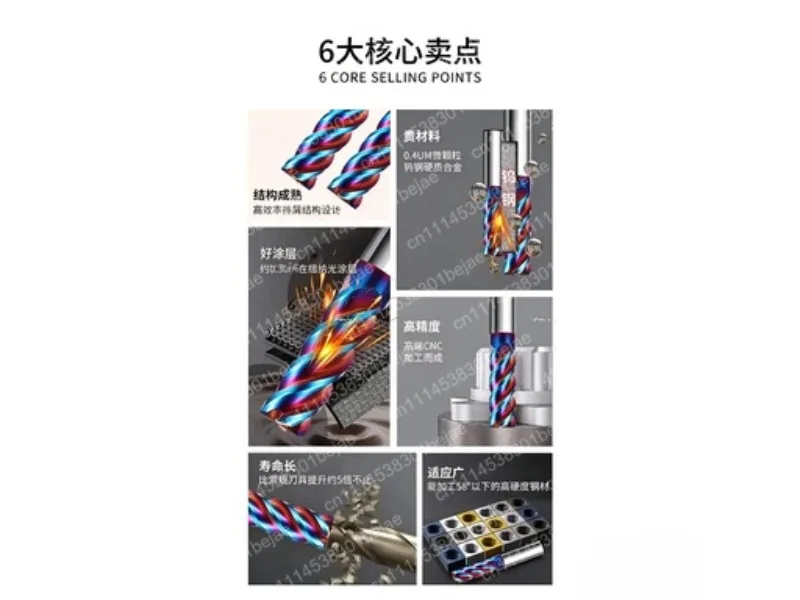 4 Flute Tungsten Carbide End Mill 65 Degree for Stainless Steel CNC Milling Cutter Long Length