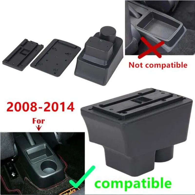 For Skoda FABIA Armrest Box For Skoda Fabia II 2 Car Armrest 2008-2014 Double-Layer Storage Box USB Retrofit Car Accessories