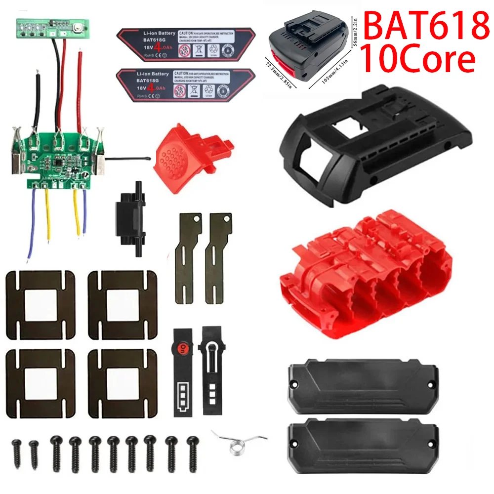 For Bosch 18V 10*18650 BAT618 Li-ion Battery Plastic Case Charging Protection Circuit Board PCB Box