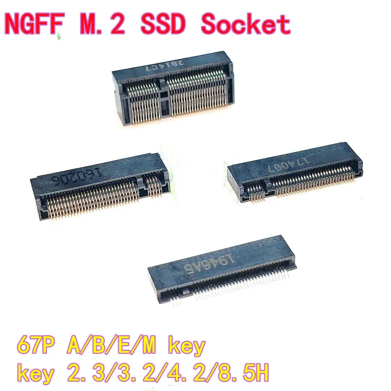5pcs NGFF Socket / M.2 Interface Connector for SSD Female Socket 67P A/B/E/M Key, 2.3/3.2/4.2/8.5H