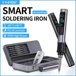 FNIRSI HS-02 Adjustable Temperature Soldering Iron DC 24V 100-450℃ Welding Solder Rework Station PD 100W Portable Repair Tool
