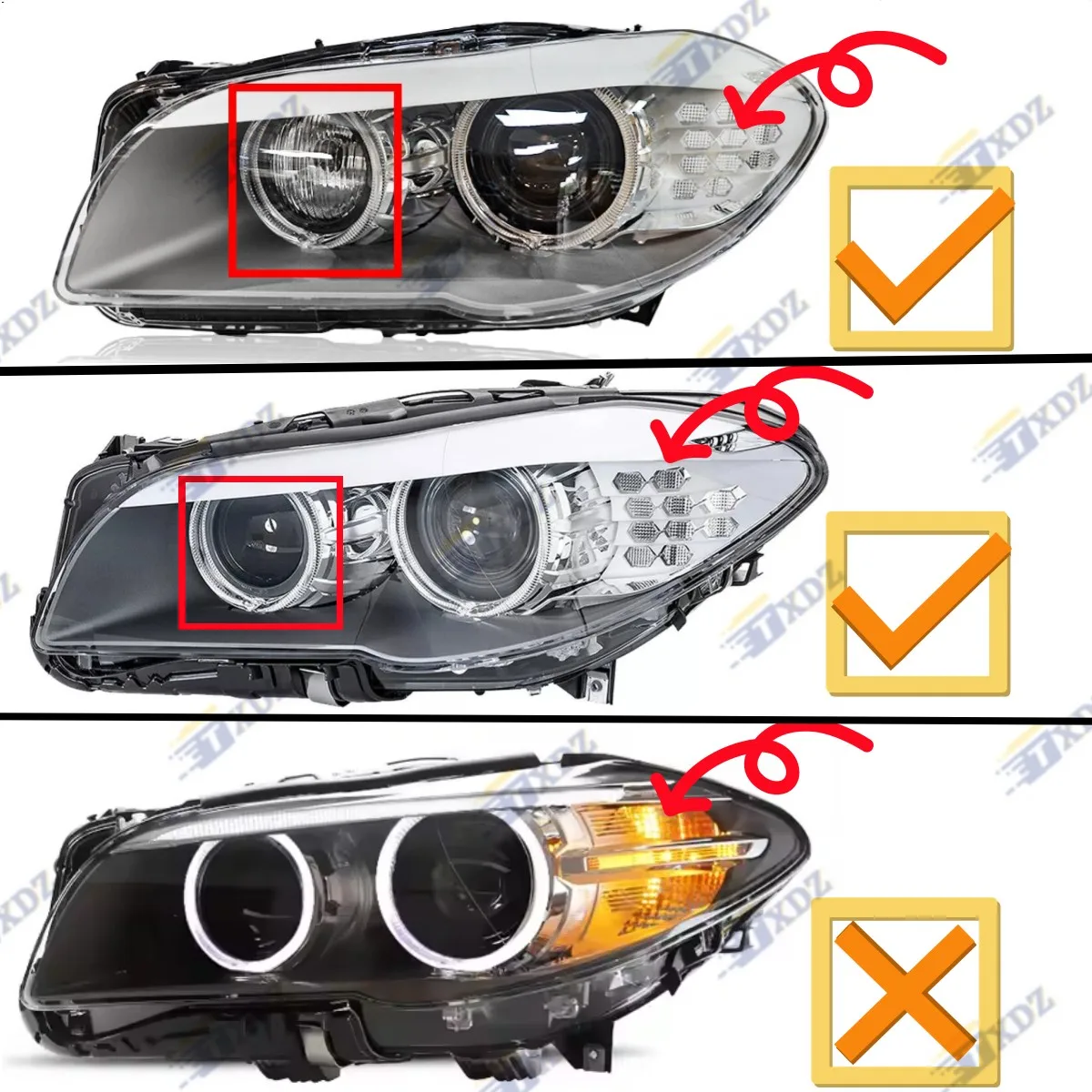 CSL Yellow Angel Eyes DRL Modules For 2011-2013 BMW F07 F10 F11 Pre-LCI M5 523i 528i 530d 535i 550i Xenon Headlight 63127262731 view 2