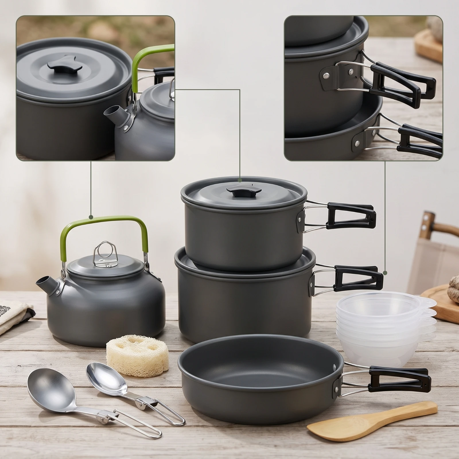 Kampkookset met waterkoker Dra - Nesting Camping Cooking Set recensie en prijs