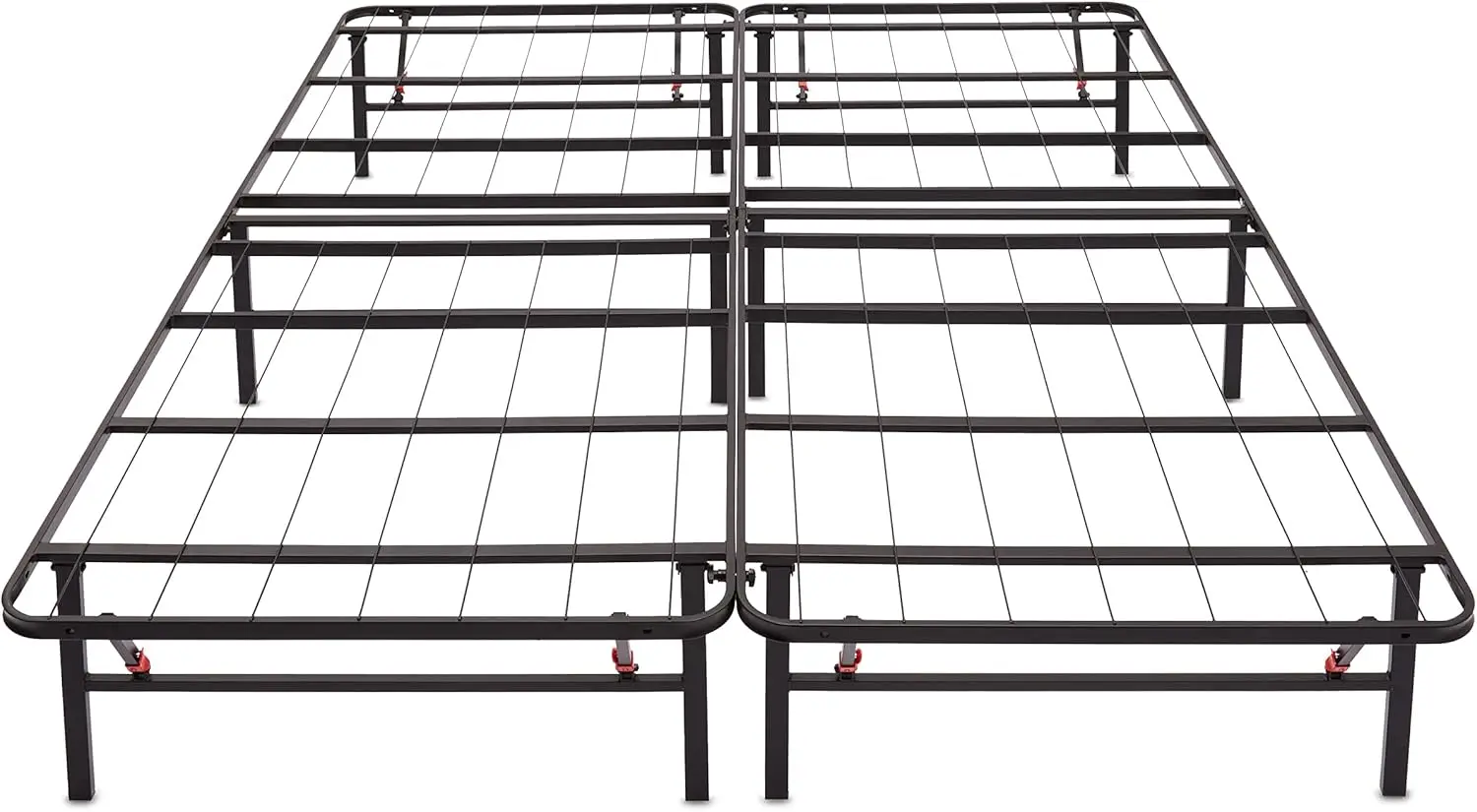 Frame with Storage, Foldable Metal Platform, Sturdy Steel, No Box Spring Needed, 14-inch High, Tool-Free Setup, Queen Size, Blac
