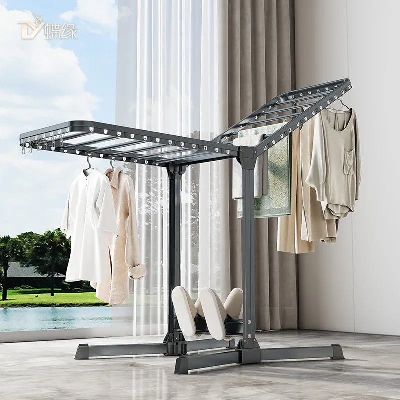 Floor-to-ceiling drying rack Balcony Indoor household quilt drying artifact Outdoor folding drying rack New mobile cooling rack