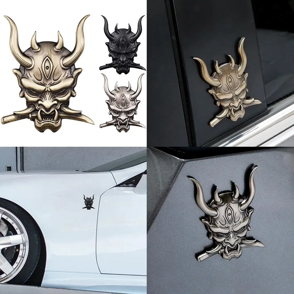 Fangs Samurai Metal motocicleta coche pegatina calcomanía etiqueta personalizada